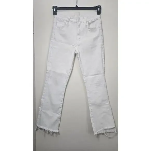 MOTHER The Insider Crop Step Fray Size 26 Fairest of Them All White Denim Jeans - Picture 4 of 12
